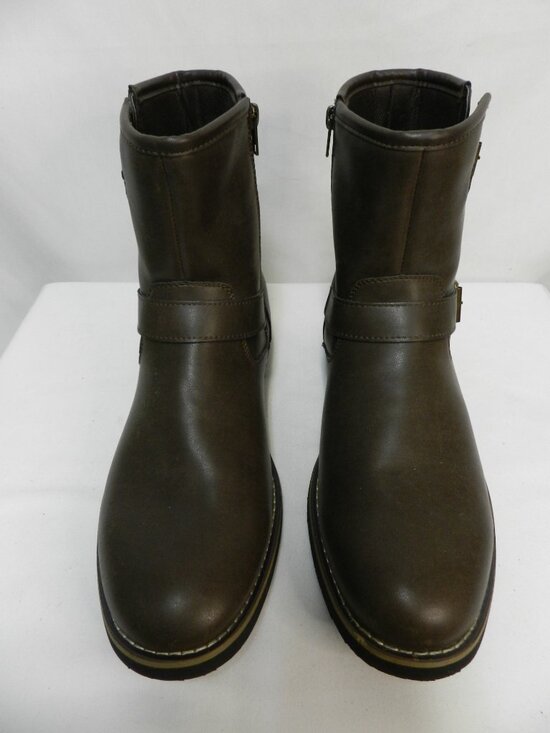 St. John\'s Bay SJB Statham Size 12 NEW brown Faux Leather zip moto boots Ankle main image 10